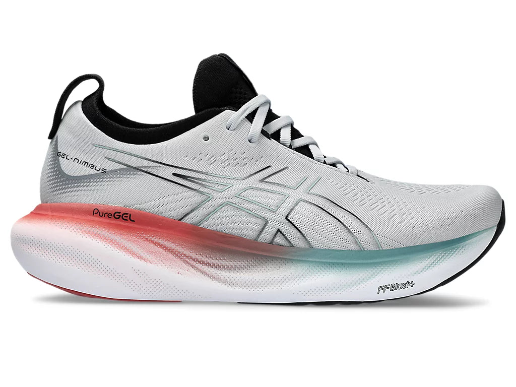 Lateral view of the Men's Nimbus 25 from ASICS in the color Piedmont Grey/Foggy Teal