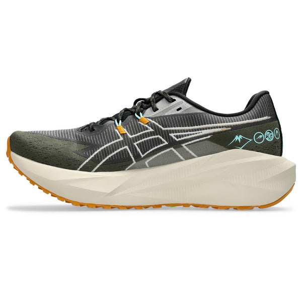 Small icons of where you can run in the shoe are on the heel on the medial side