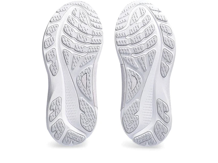 Bottom (outer sole) view of the Women's Kayano 30 (Anniversary Edition) in White/Lilac/Hint