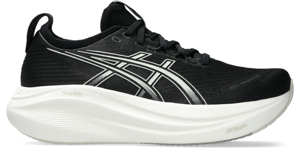lateral view of womens asics nimbus 27.
