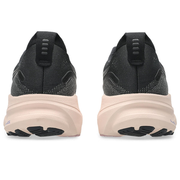 The heel of this women's running shoe do not have a ASICS logo or style names.