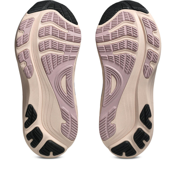 The outsole of a women's ASICS running shoe with 3 colors representing different material densities.