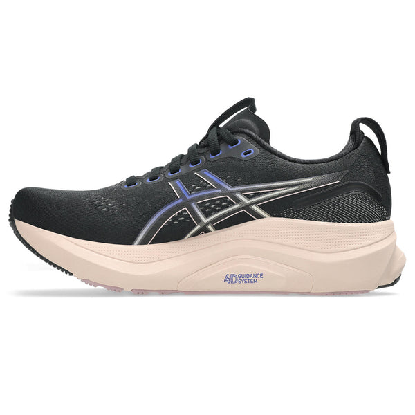 The medial side of this women's running shoe has a large ASICS logo right in the middle of the shoe.