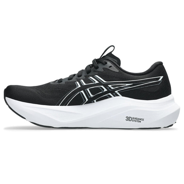 The Asics logo is outlined in white and grey on both the medial and lateral sides of the upper.