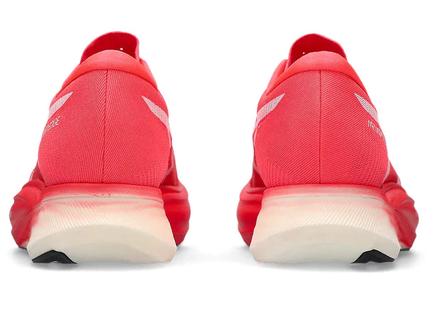 Back view of the Unisex MetaSpeed Edge Plus by ASICS in Diva Pink/White