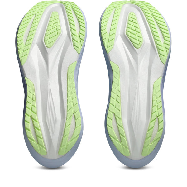 Pair of green and gray athletic shoes on a white background