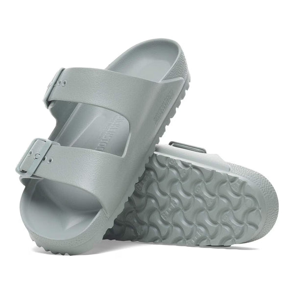 Slate green 2 strap sandal on a white background