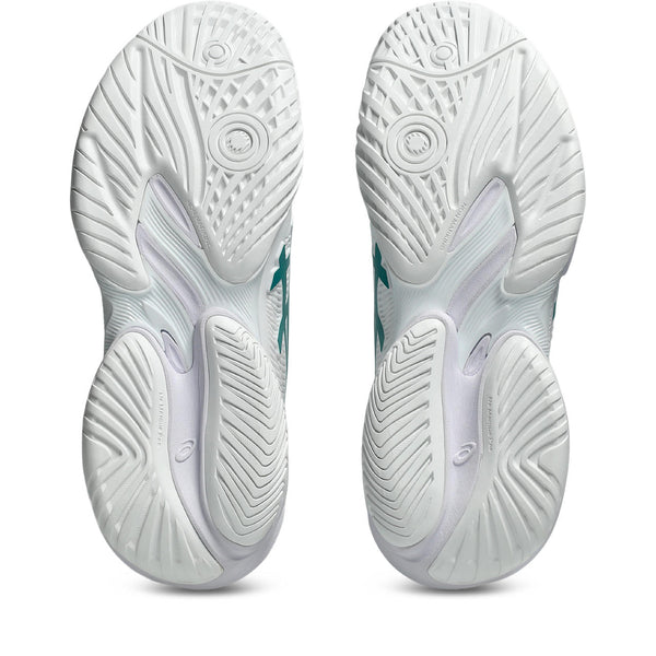 White athletic shoe sole with brand logo on a white background