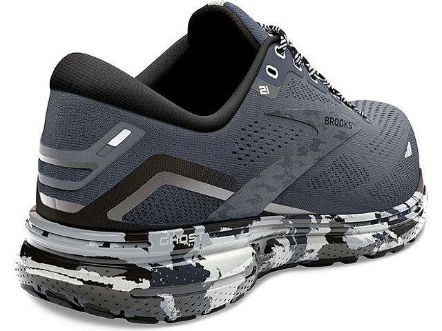 Back angled view of the Men's Ghost 15 by Brooks in the color Ebony/Black/Oyster