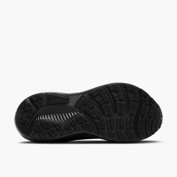 Black athletic shoe sole on a white background