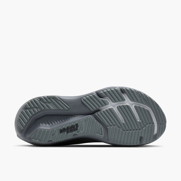 Gray athletic shoe sole on a white background