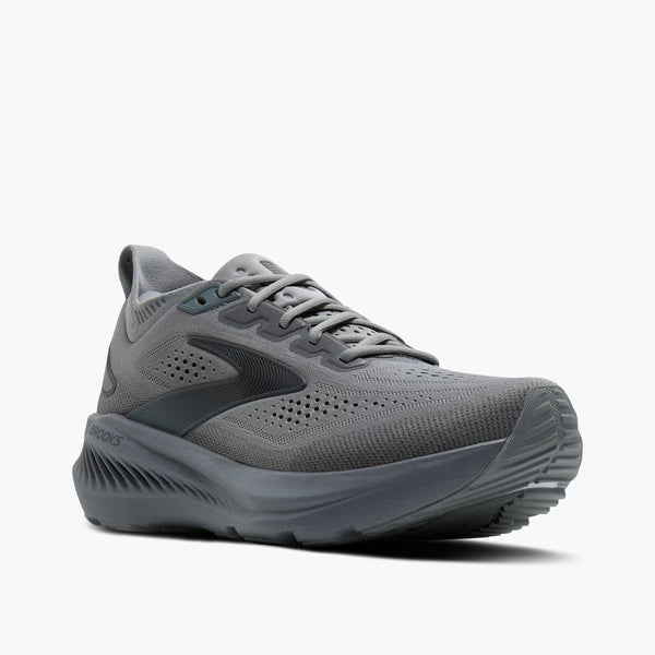 Grey running shoe on a white background