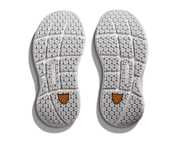 The outsole of the Bondi SR has a slip-resistant material that has the logo on the bottom.