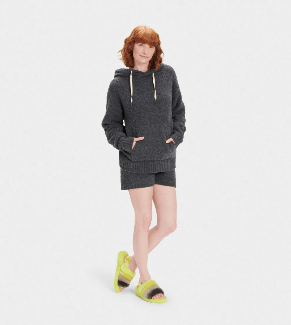 Front view of womens fleece hoodie