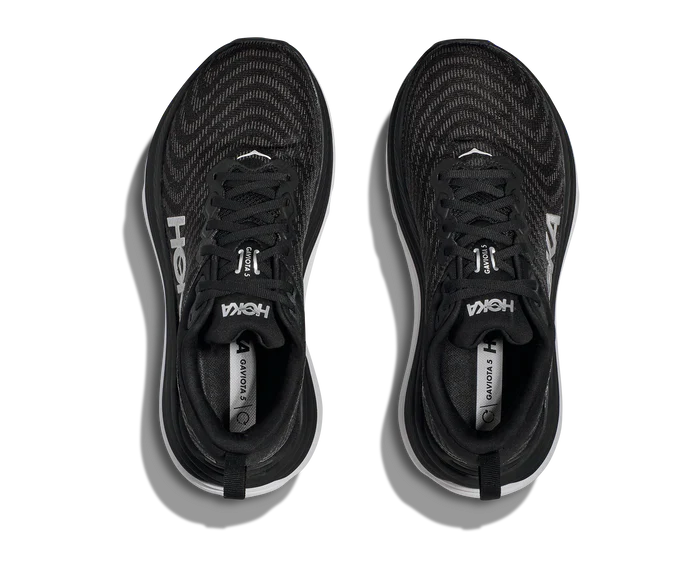 Top view of the Women's Gaviota 5 in the wide D width in Black/White