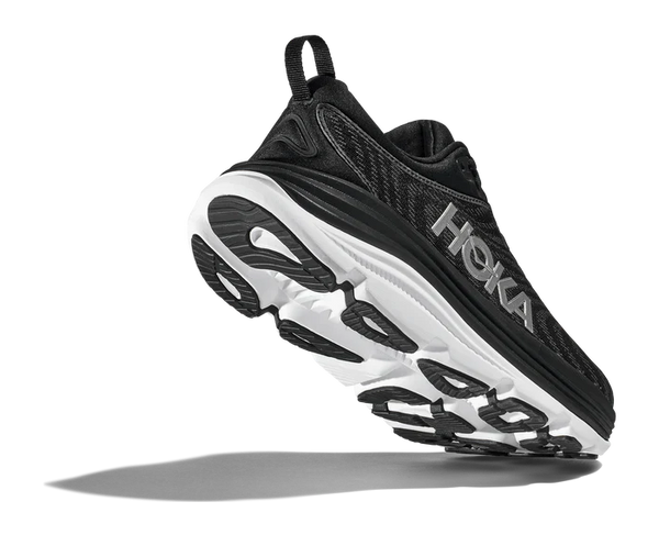 Back angle view of the Women's Gaviota 5 in the wide D width in Black/White