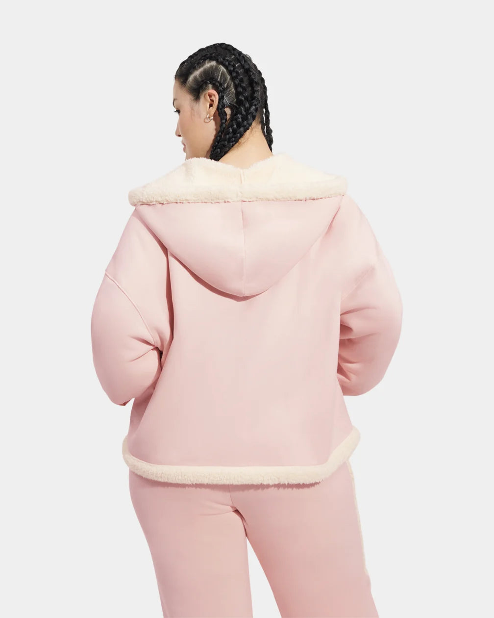 Back View of womens hooded fleece