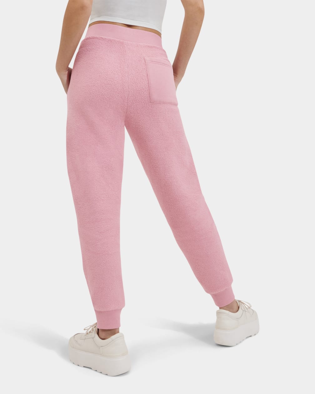 Back view of womens fleece joggers