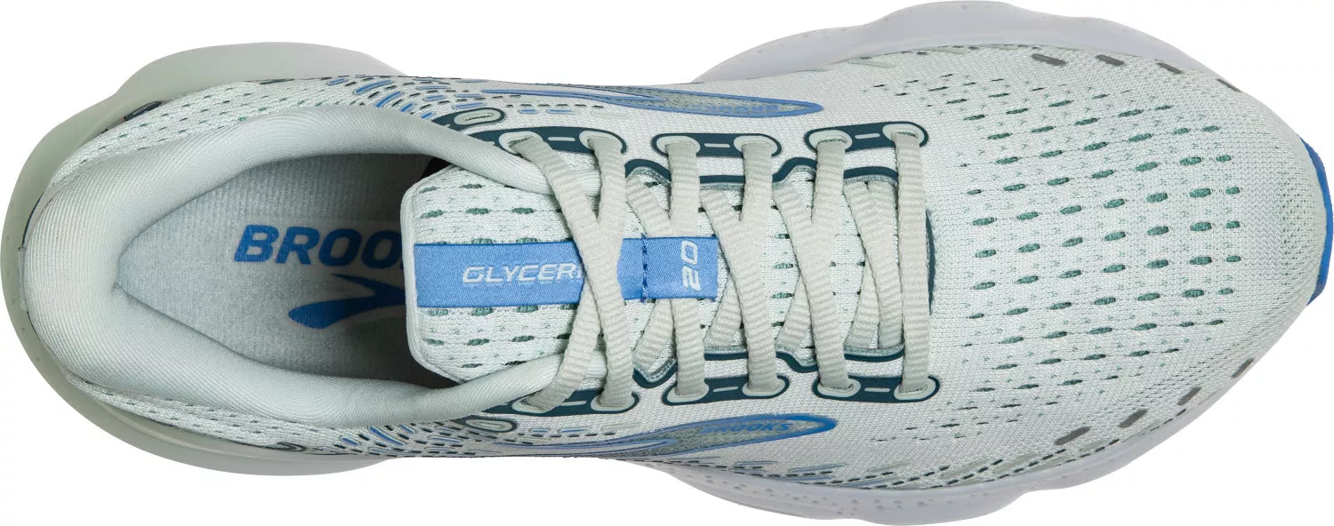 Top view of the Women's Glycerin 20 by Brook's in the color Blue Glass/Marina/Legion Blue