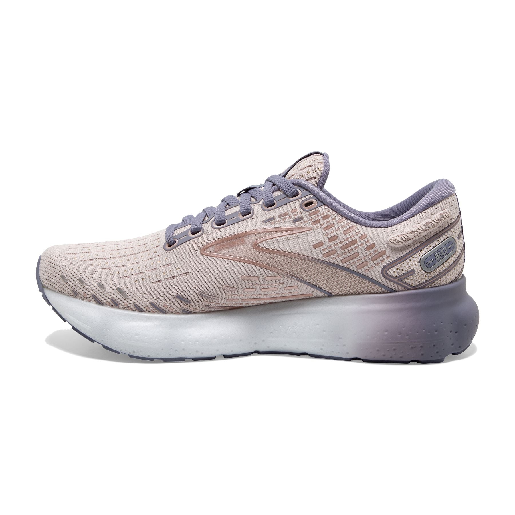 Medial view of the Women's Glycerin 20 in Lilac/Silver Bullet/Pink
