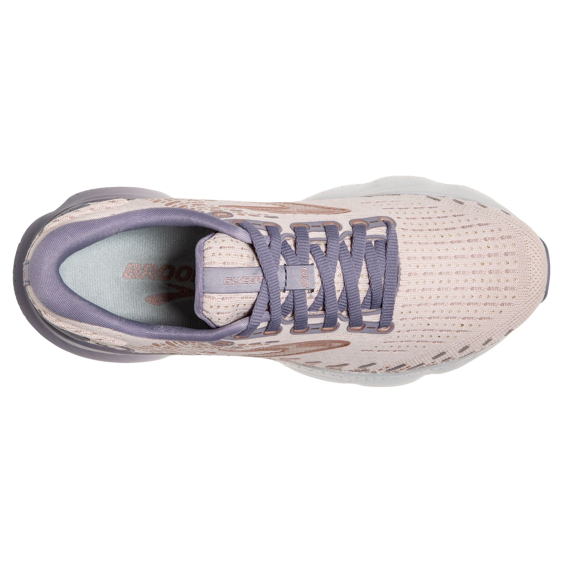 Top view of the Women's Glycerin 20 in Lilac/Silver Bullet/Pink