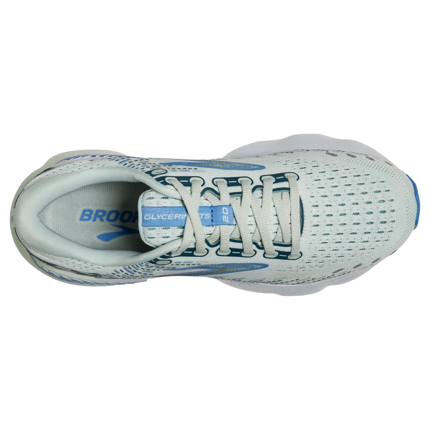 Top view of the Women's Glycerin GTS 20 by Brook's in the color Blue Glass/Marina/Legion Blue