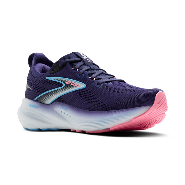 Deep purple fades from the top of the midsole down into the white foam.