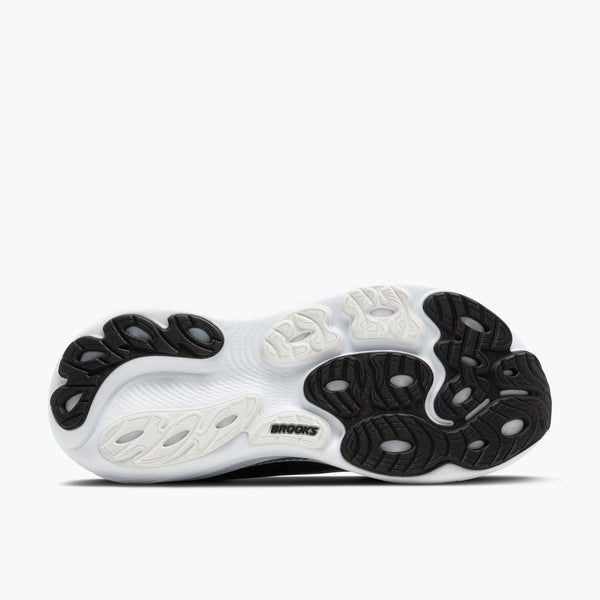 The outsole of an Adrenaloine GTS 25 that has more duarible rubber in locations that get more wear.