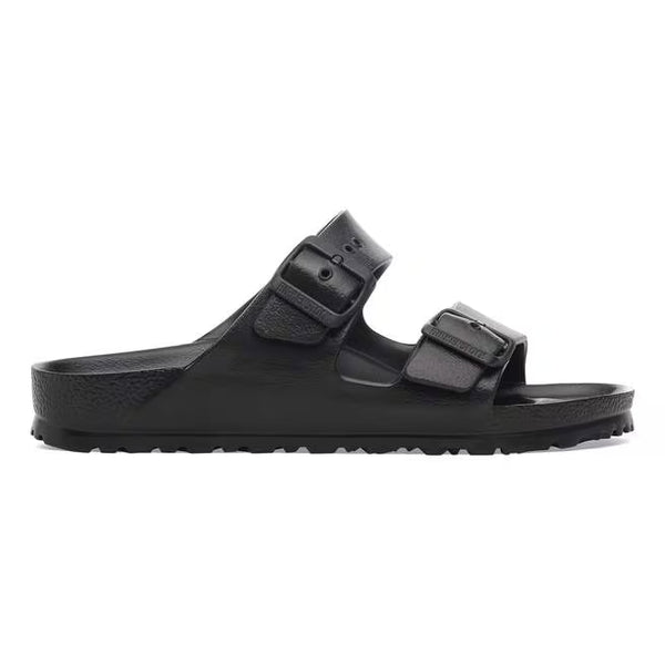 This Arizona Birkenstock sandal has a monochromatic look with a black upper and midsole.