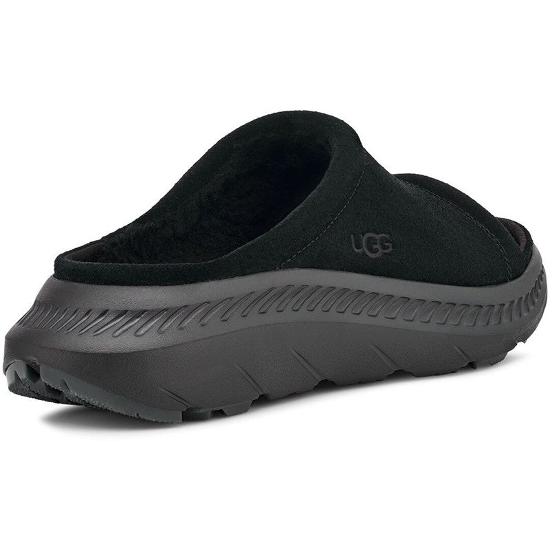 Back angle view of the Men's CA805 V2 Suede Slide by UGG in Black