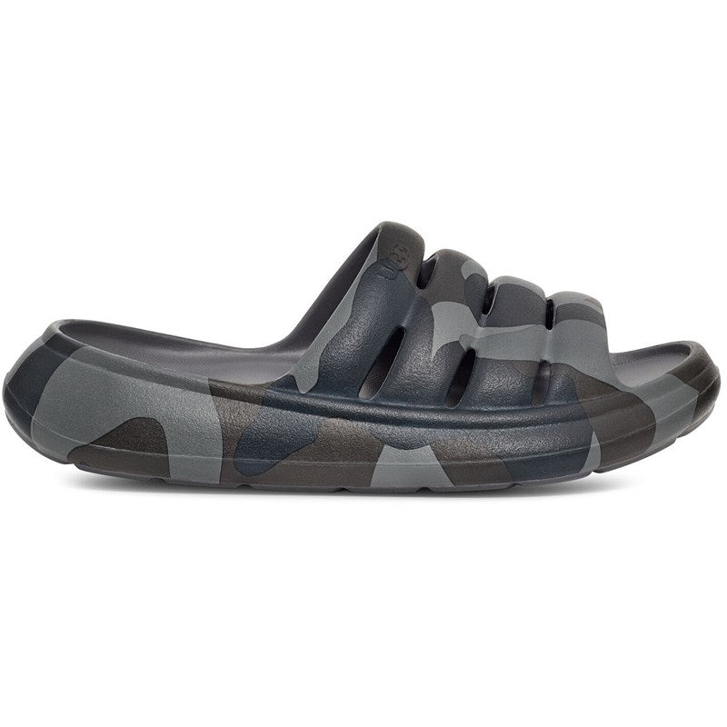 Lateral view of the Men's Sport Yeah sandal by UGG in the color CamoPop Black (with adjustable strap removed)
