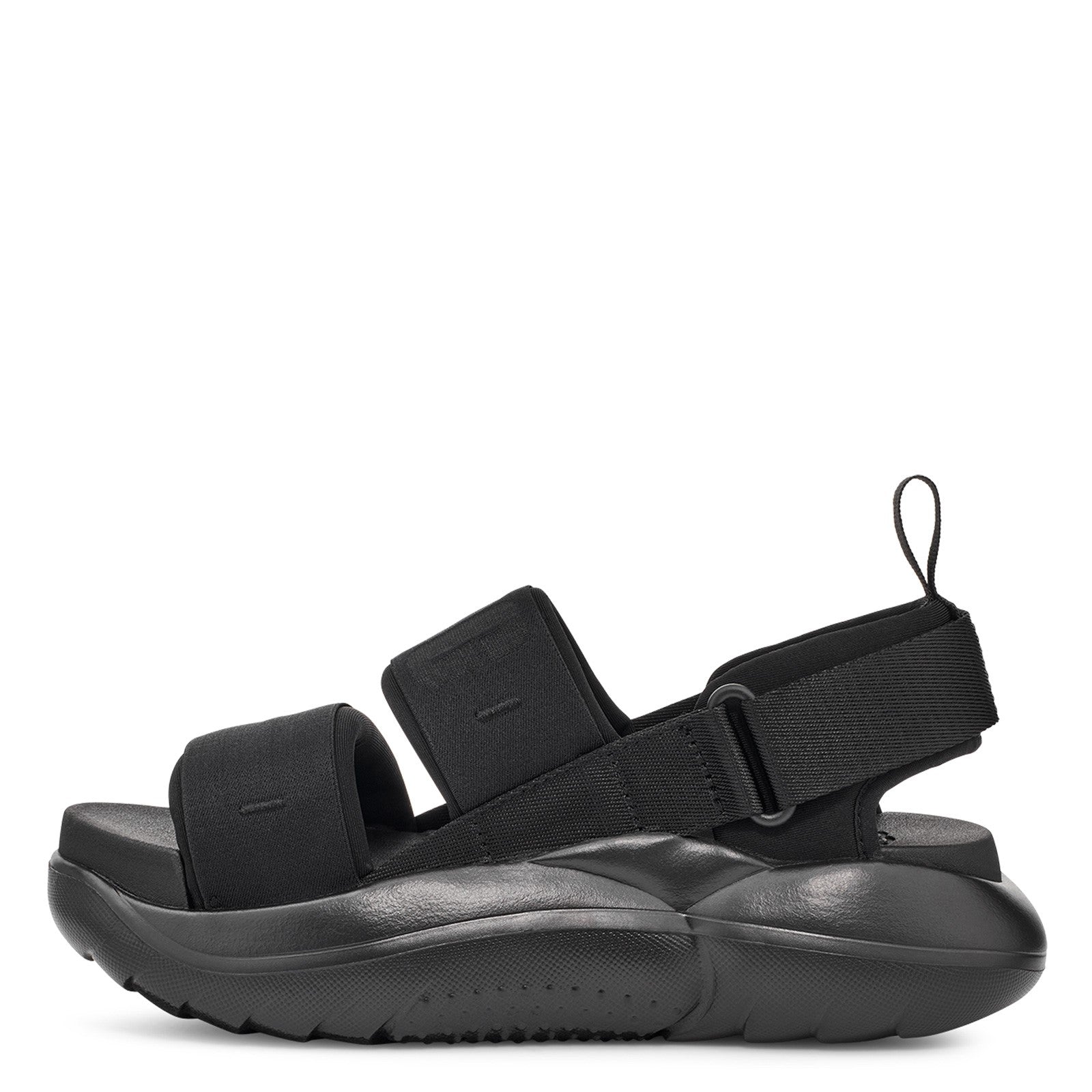 Medial view of the Women's LA Cloud Sport sandal by UGG in the color Black