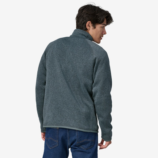 Backview of mens 1/4 Zip fleece in green