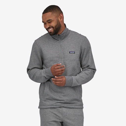 Front view of men's grey 1/4 zip fleece