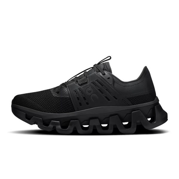 All black training shoe on a white background