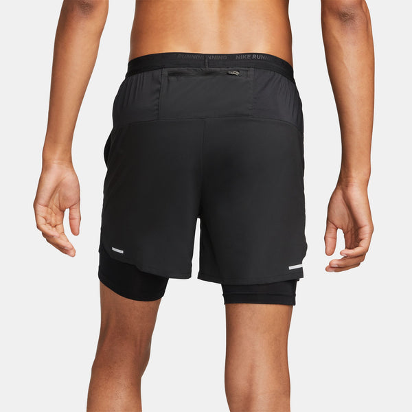 back view of mens stride hybrid short