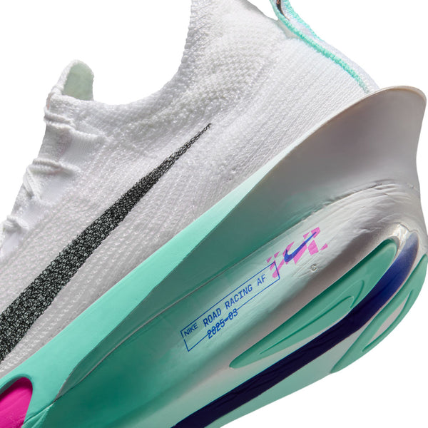 Close-up of a white and teal athletic