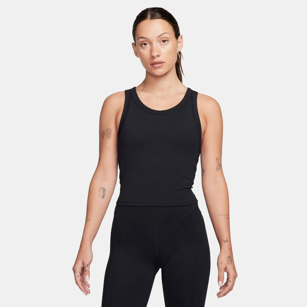 front view of womens fitted crop tank