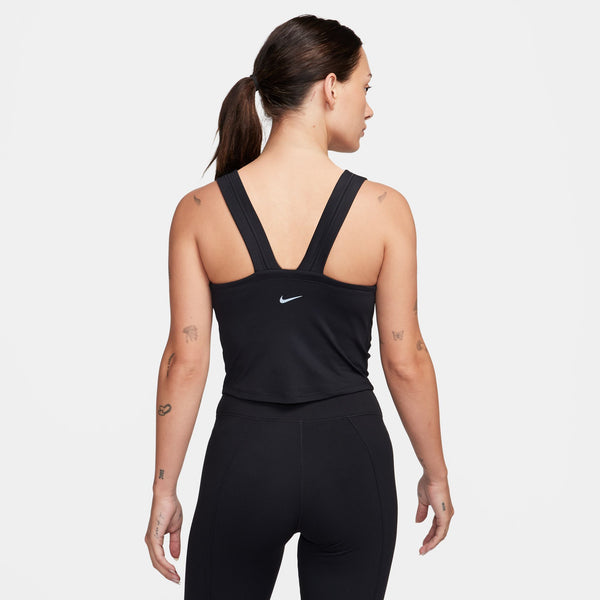 back view of womens fitted crop tank