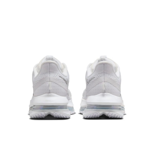 White sneakers with a focus on heel design on a white background.