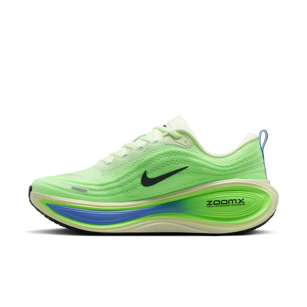 Green running shoe with Nike logo on a white background