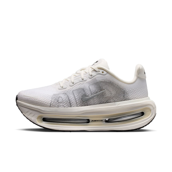 White running shoe with air cushion sole on a white background