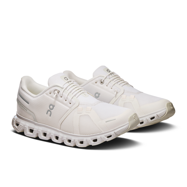 A pair of Women's On Cloud 6 with white laces and a white upper.