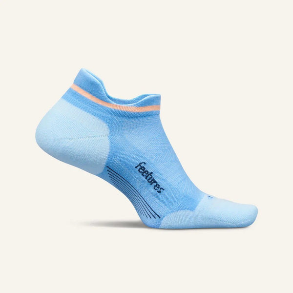 Light blue ankle sock with a pink stripe on a light gray background