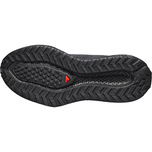 All black gravel running shoe on a white background