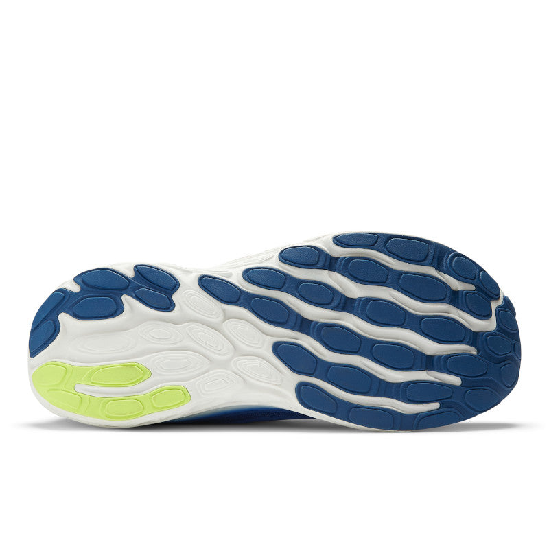 The outsole of the Marine Blue 1080v13 is mostly blue with a few hits of bright green