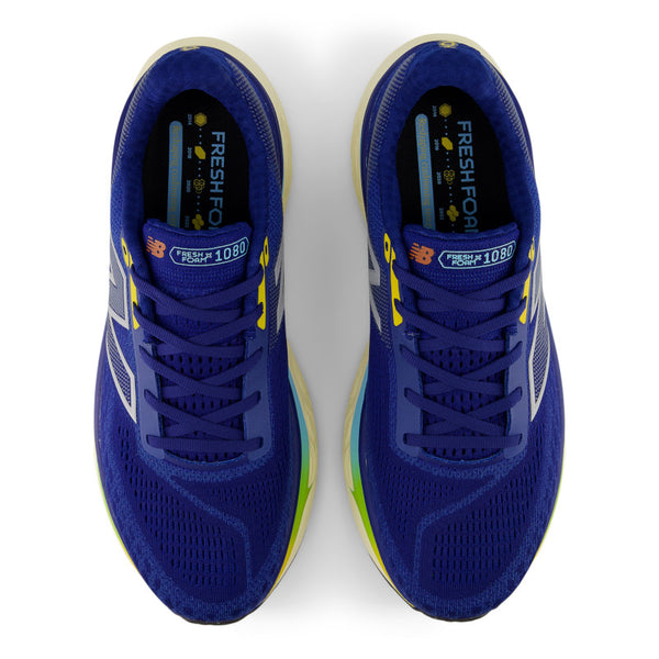 The flared outsole of this shoe can barely be seen when viewing it from ablove.  In this case a time bit of neon green pops out