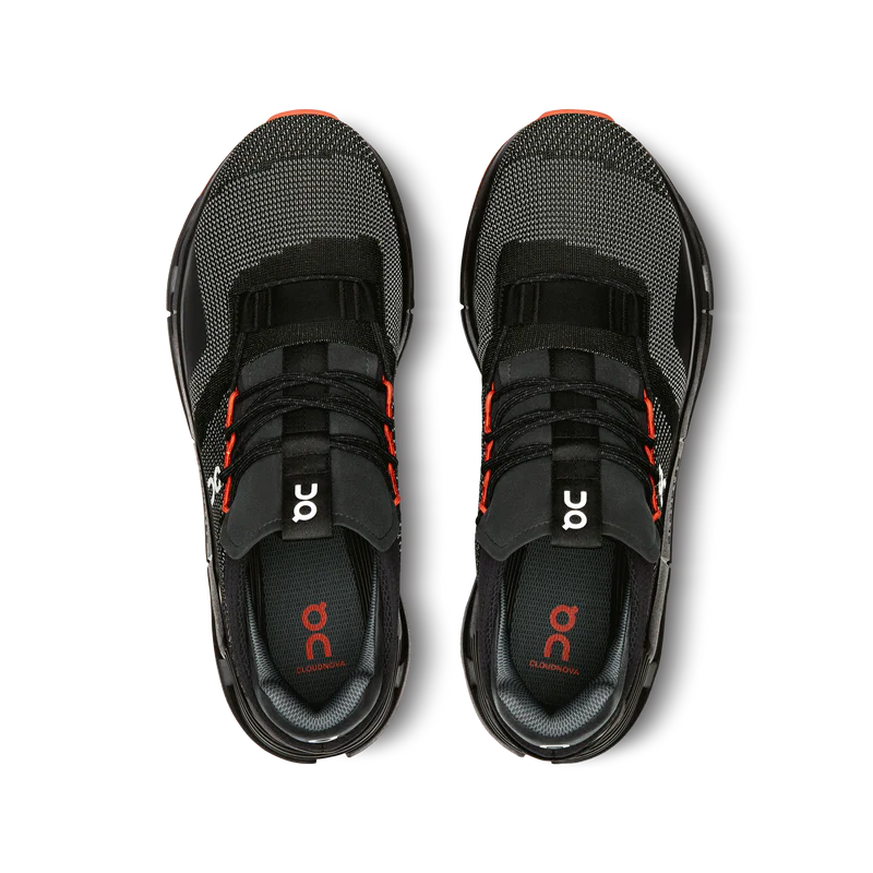 Top view of the Men's On Cloudnova in Black/Flame