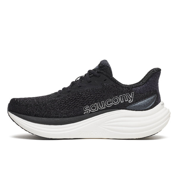 Black sneaker with white midsole on a white background