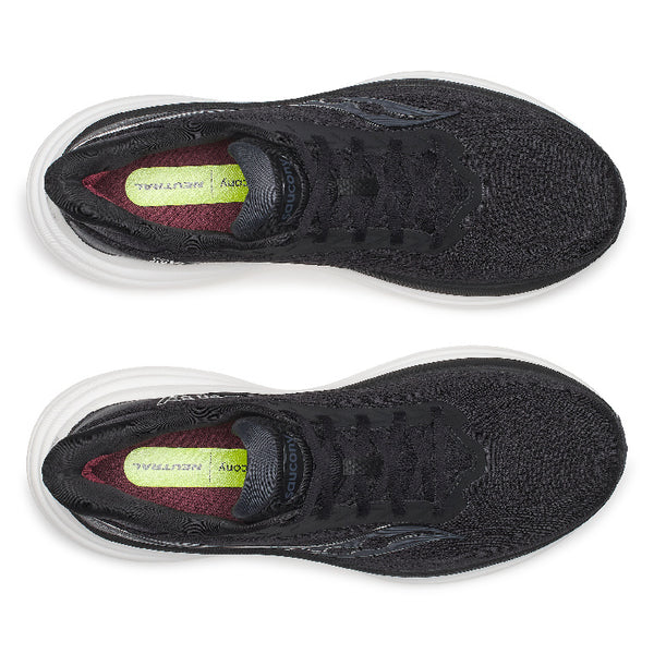 Black sneaker with white midsole on a white background